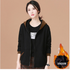 原宿风长袖韩版宽松短款女外套女开衫女大衣女卫衣 YINGMEI D6981 黑色 XL